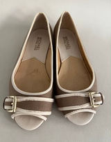 MICHAEL Michael Kors Flats Tan White Peep Toes Size US 5.5 MSRP 300$‎ Photo 0