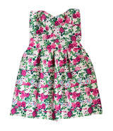 Pink Floral Sweetheart neckline A-line Pleated Mini dress Casual Summer size 6‎ Photo 0