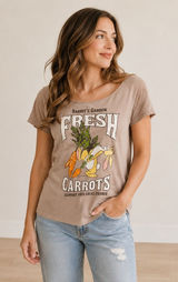 Disney Winnie the Pooh Rabbit Fresh Carrots Graphic Tee Tan XS‎ NEW Photo 0