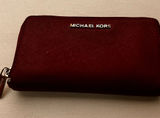 Michael Kors Saffiano Wallet in Burgundy with Gold Hardware Photo 0