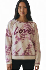 Victoria's Secret White Purple Pink Slouchy Pullover Sweatshirt Wide Neck Top M Photo 0