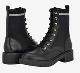 Tommy Hilfiger Women's Tesse Logo Lace up Combat Booties Black Boots NEW Size 6 Photo 0