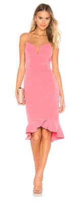 Bardot Kristen peplum Dress Women 6/S Pink Notched V-Neck Bodycon party Photo 0