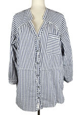 We the Free People One‎ Of the Boys Striped Tunic Top Shirt Size M Button Cotton Photo 0