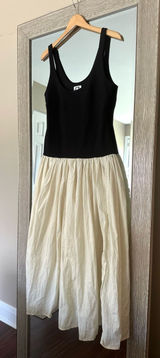Future Collective Sleeveless Black And Ivory Drop Waist Midi Dress NWT Small Photo 0
