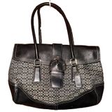 Vintage Soho Coach Signature Demi Buckle Flap Shoulder Bag 6388 Charcoal Black Photo 0