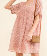 And The‎ Why Woven Leopard Baby Doll Roll-Sleeve Casual Dress Photo 0