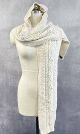 Lands End Cable Knit Detachable Hood Scarf Heritage Winter Resort Lodge Cottage Photo 0