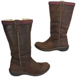 UGG Brown Leather Tall Shearling Boots Women's 8 Stitch Detail‎ Cozy Winter Photo 0