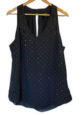 WHBM Black/Silver Accented After 5 Sleeveless Tank Top Blouse- Size XL Photo 0