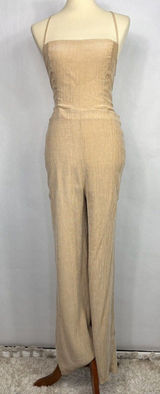 House of Harlow 1960 x Revolve Madeline Jumpsuit Womens Large Cream White Ribbed Photo 0