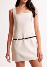 Abercrombie | Square-Neck Belted Mini Sheath Cream Dress S Photo 0