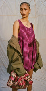 Urban Outfitters Kimchi Blue Tie-Dye Corduroy Babydoll Mini‎ Dress Small Photo 0