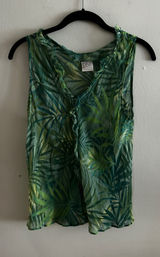Jones New York Tropical 100% silk green blouse Photo 0