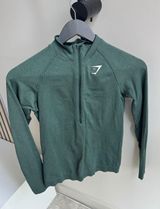 Green Zip-Up Gymshark White Athletic Jacket Photo 0