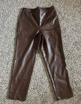 Isaac Mizrahi Live Women's‎ Brown Faux Croc Leather Slim Ankle Pant Size 10 Photo 0