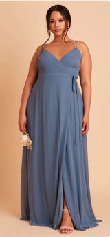 Birdy Grey Cindy Chiffon Wrap‎ Maxi Bridesmaid Dress in Twilight Sz 2X NEW Photo 0