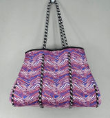 Zubaz Tote Bag Blue Red White Buffalo Bills Zebra Print Neoprene Gameday Large Photo 0
