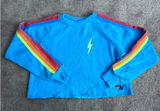Aviator Nation Nein Blue Cropped Crewneck Sweatshirt 5 Stripes Photo 0