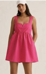 Anthropologie Daily Practice Notch Neck Mini Dress Fuchsia Pink Womens Large Photo 0
