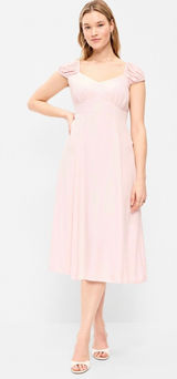 Old Navy Pink Rayon Midi Dress XL Tall Sweetheart Ruffle‎ Sleeve Fit & Flare New Photo 0