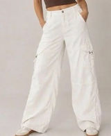 American Eagle lightweight Wide Leg Cargo Pants in White Photo 0