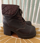 90's Chunky L.E.I‎ Platform Combat Grunge Boots- 6 NEW vintage Brown Photo 0