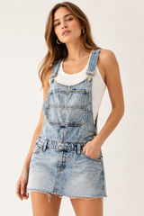 NWT Wild Fable Light Wash Denim Mini Skirtall Overall Dress Photo 0