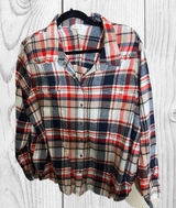 Lucky Brand Red and Blue Plaid Button Down Everyday multicolor Shirt size XL Photo 0
