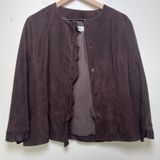VTG 90s Women Goat Suede Leather Jacket Equestrian‎ Chocolate Brown Western Boho Photo 0