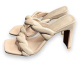 Open Edit Sandals Womens Size 6.5 CreamBraided‎ Double Strap Slip On Heels Photo 0