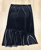 Choices Petite Black Velvet Asymmetrical Ruffle‎ Midi Skirt PL KVTK0138 Photo 0