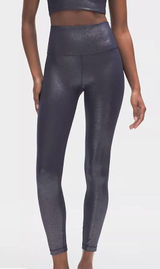 EUC Lululemon Align High-Rise Shimmer Leggings Luxe Shime Foil Navy Silver Sz. 4 Photo 0