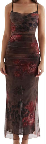 Floral Cheetah Dress with Black Lace detail Photo 0