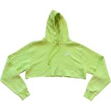 Nike Womens Cropped Hoodie Neon Yellow Lime Green Raw Hem Small Sporty Swoosh Photo 0