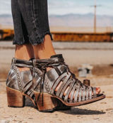 Freebird Wazee Cutout Lace-Up Heel Ice Multi‎ 8 GUC Photo 0