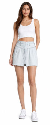 ✨ Free People Silver Lake Denim Mini Skirt Size 27 Light Wash Raw Hem NWT ✨ Photo 0
