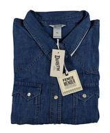 Duluth Trading Co Fence Mender Denim Western Shirt XXL Blue Pearl Snap 72904 Photo 0