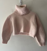 Aritzia Babaton Light Pink 100% Merino Wool Cropped Boxy Turtleneck Sweater Photo 0