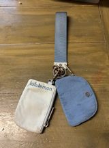 Lululemon Powder Blue / Utility Blue Dual Pouch Wristlet. In GUC! Well loved with untreated stains. Photo 0