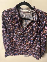 Marie Oliver Evereve Arden Purple Old Money Floral Coastal Pleated Career Top S Photo 0