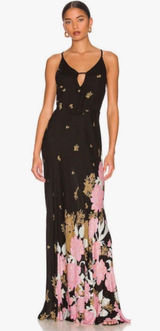 Free People Intimately Get To You Printed Black Maxi Dress in size Medium Photo 0