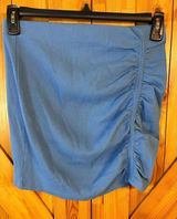 Zara Women’s High Waisted Ruched Rib Mini Blue Stretchy Skirt Size Large nwt (09 Photo 0