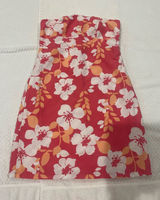 Bright Coral Floral Summer tube with built bra mini Dress Photo 0