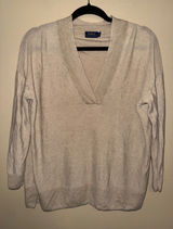 Polo Ralph Lauren Womens Beige 100% Linen V-Neck Pullover Sweater Size M Neutral Photo 0
