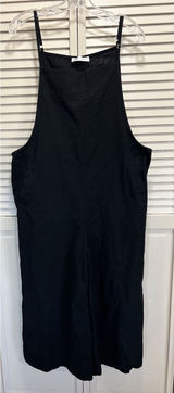 Coeur De Vague Black Overalls Adj Straps Size‎ L Pockets Wide Crop Leg Cotton Photo 0
