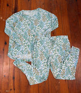 Rifle Paper Co. Green and White Floral Long Sleeve‎ Pajama Set Pants Shirt XL Photo 0