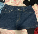 Dark Denim Jean Skirt Blue Photo 0