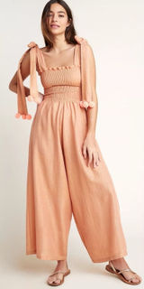 Anthropologie Sundress Pom‎ Jumpsuit Tie Straps Wide Leg Womens Size XS / S Photo 0
