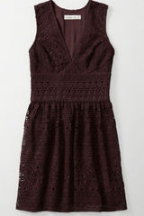 Abercrombie‎ & Fitch Burgundy Crochet Sleeveless V-Neck Spring Dress Size 2 Photo 0